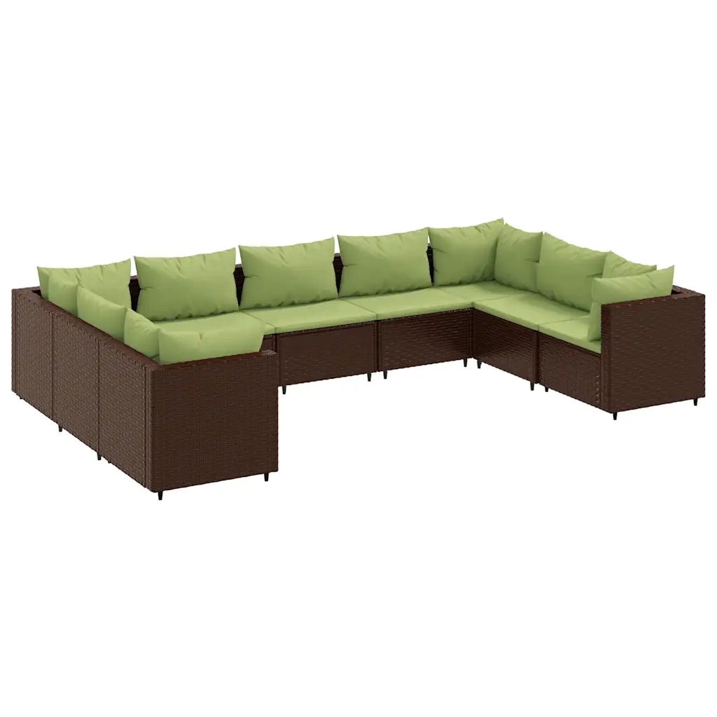 Set Divani da Giardino 9 pz con Cuscini in Polyrattan Marrone 3308270