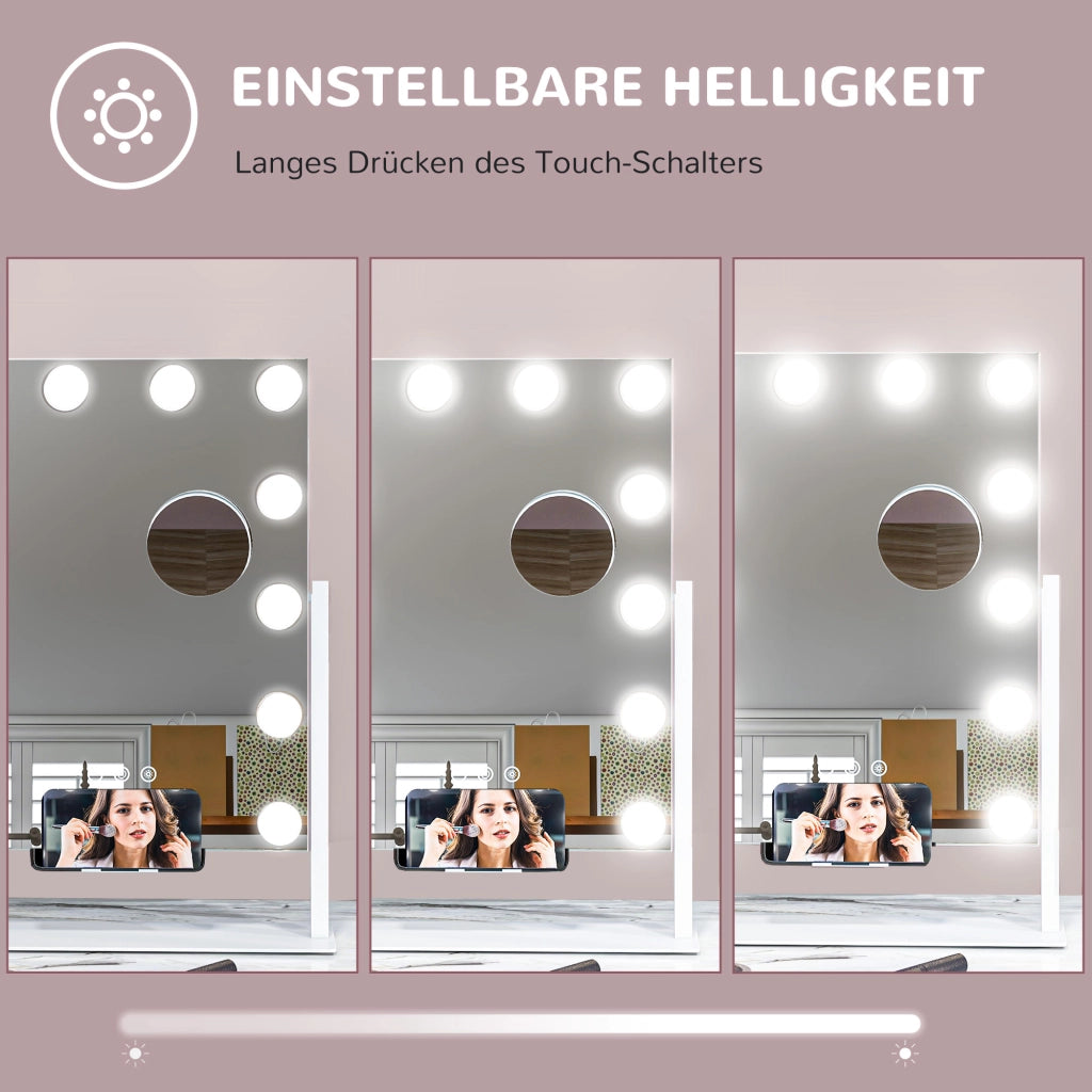Specchio da bagno LED con 3 modalit¨¤ luce e regolazione dimmer ¨C Minimal ¨C Bianco 37x46 cm
