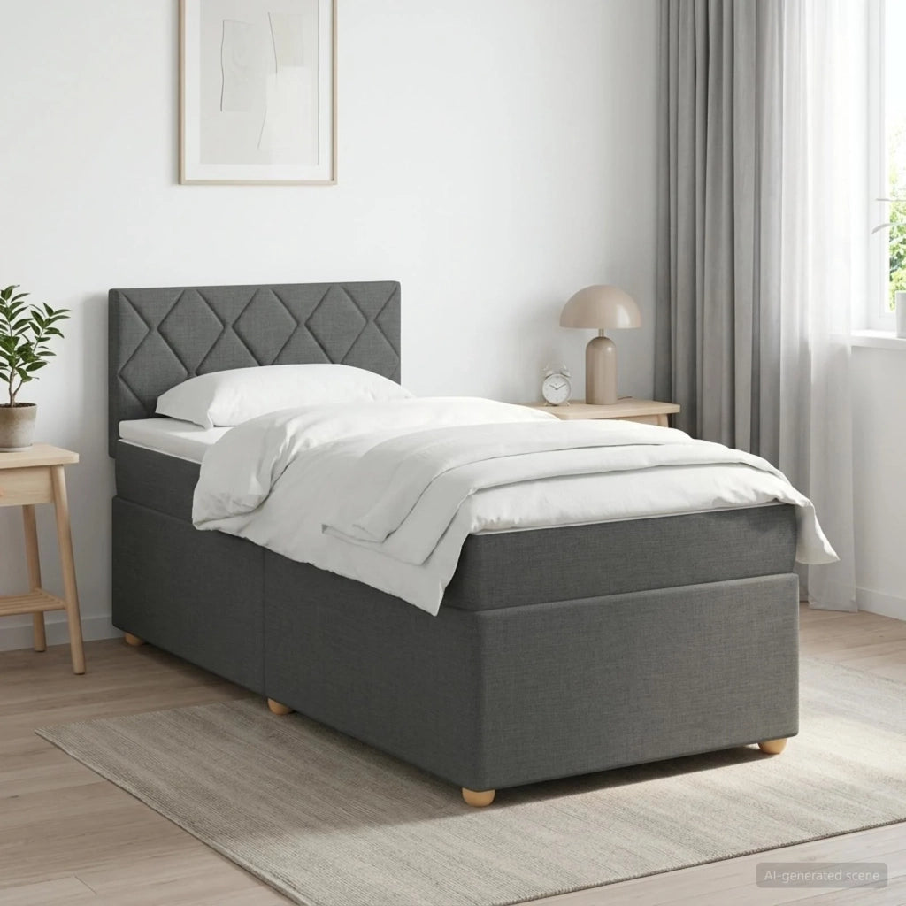 Letto box spring con materasso Grigio Scuro 100 x 200 cm 3450896