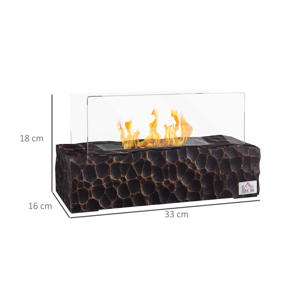 Camino a Bioetanolo da Tavolo con Bruciatore ¨C Minimal ¨C Nero 33x16x18cm