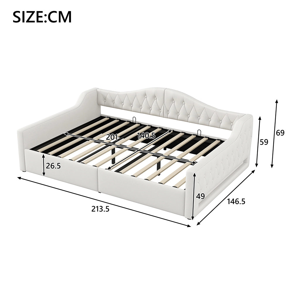 Letto imbottito - Xylo - 140x200cm LED con contenitore, beige