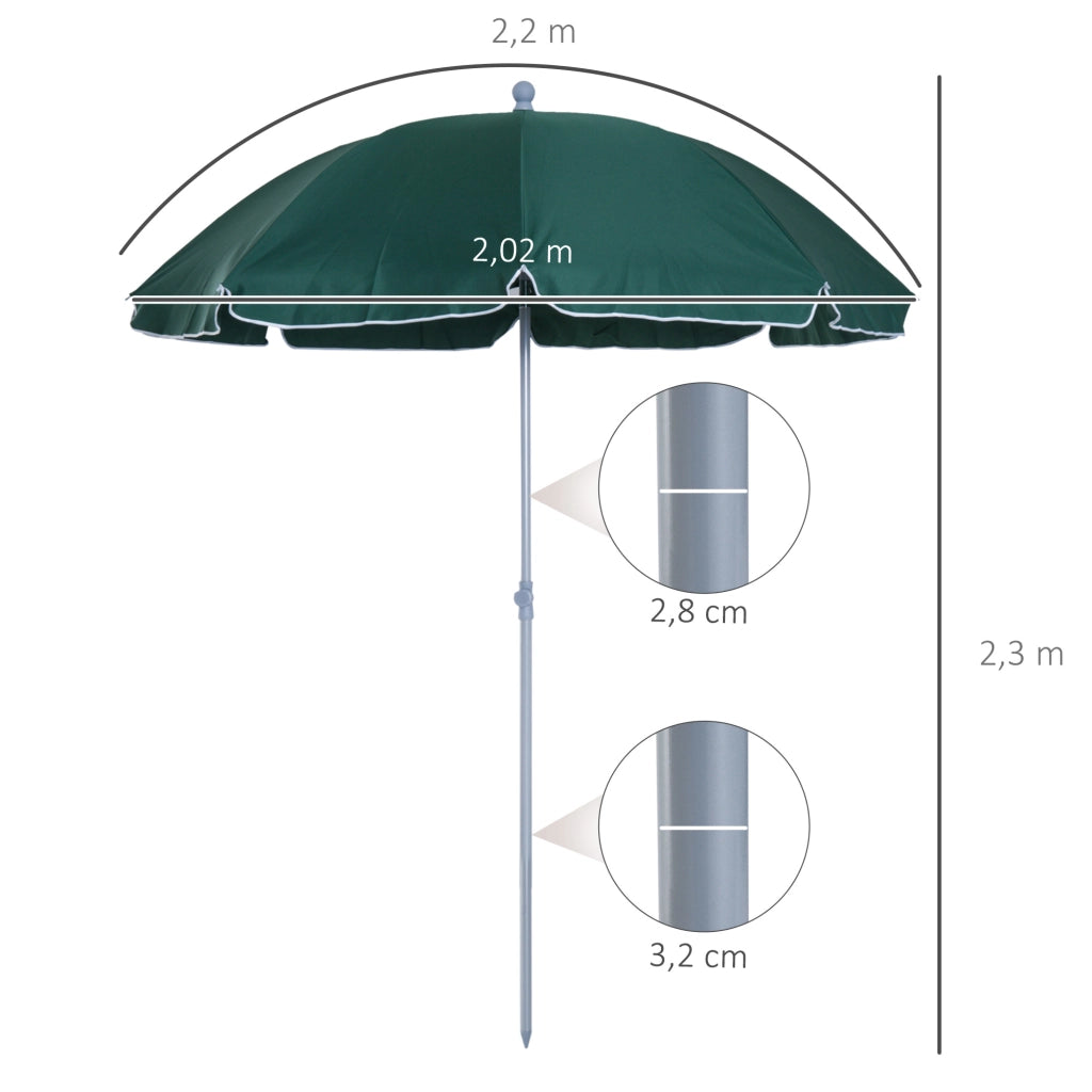 Ombrellone da giardino inclinabile ¨C Minimal ¨C verde ?202 cm