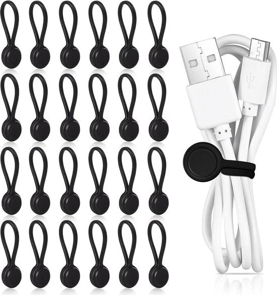 Cablettes magnetiche (24 pezzi), riciclabili e multiuso – Adatti per cavi per auricolari, USB e altri cavi, penne, ecc.