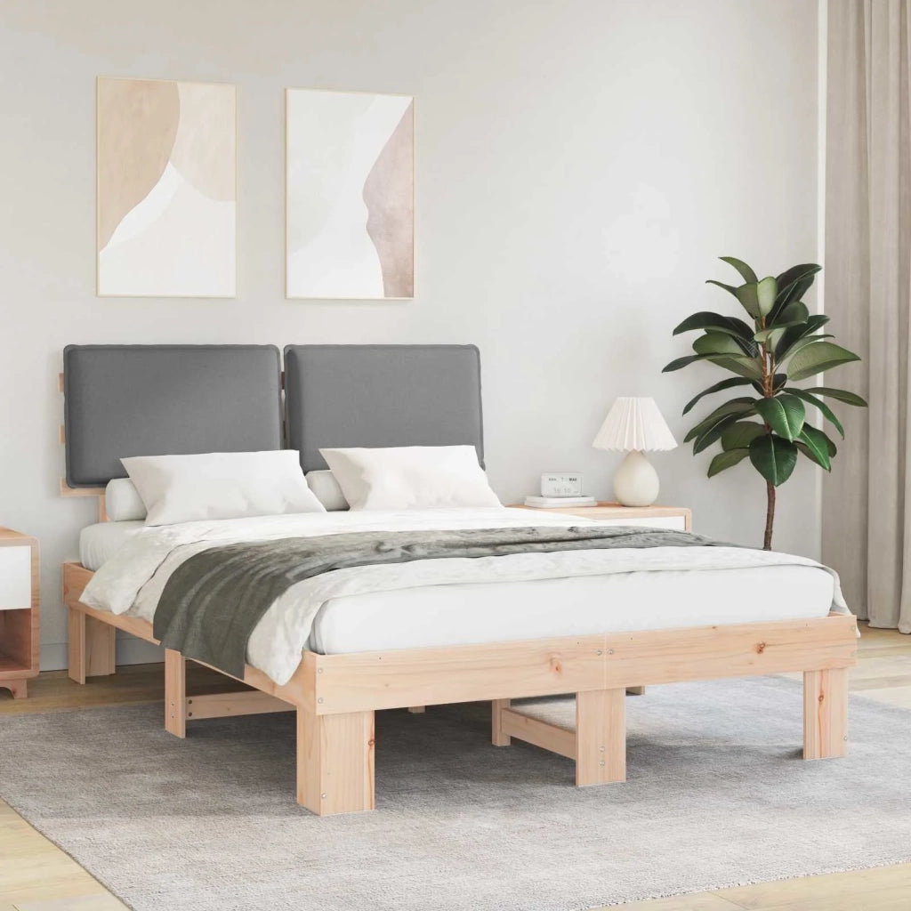 Letto con Testiera Rivestita Grigio chiaro 140 x 200 cm 877274