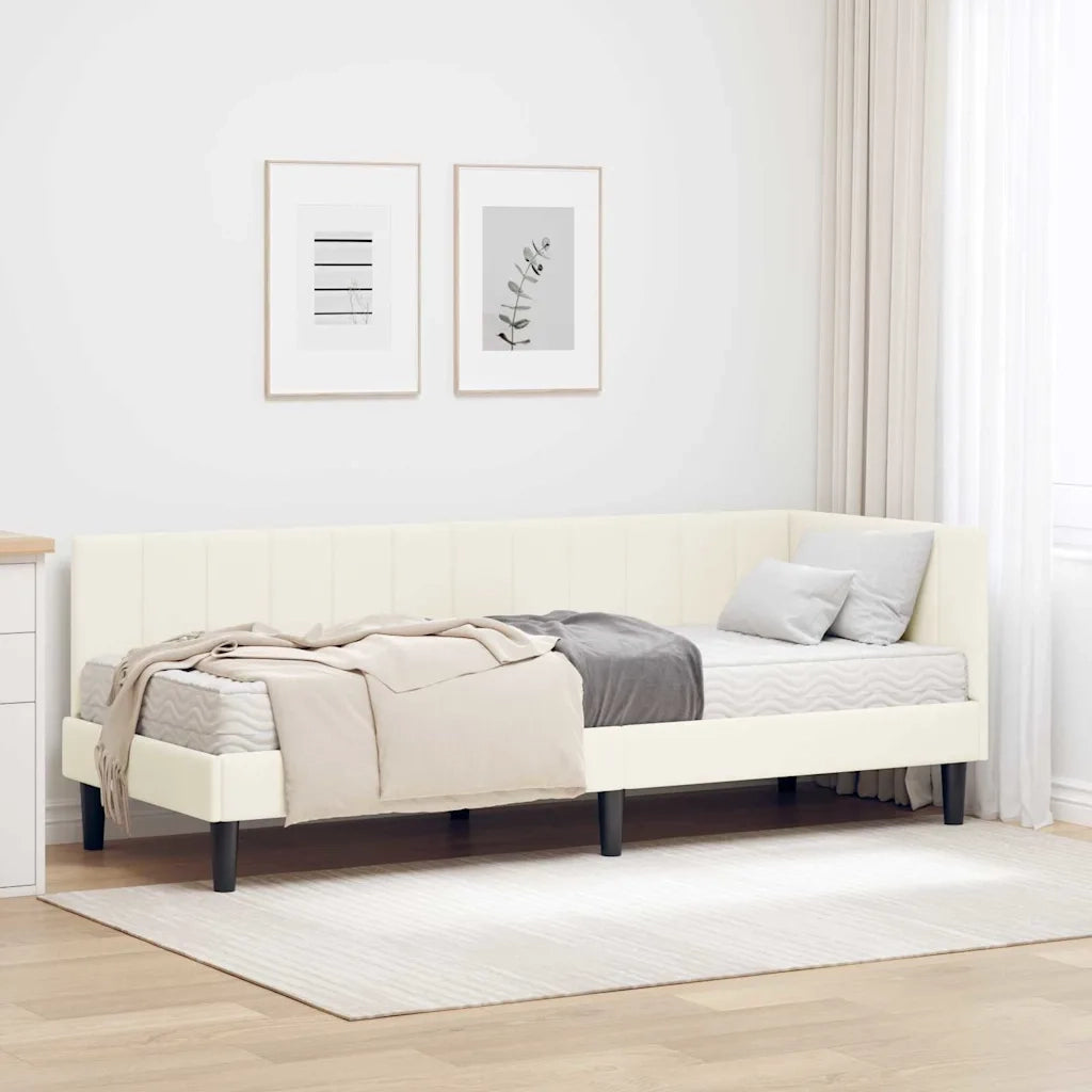 Struttura Letto Angolare con Materasso 2 pcs Crema Velluto 3393885