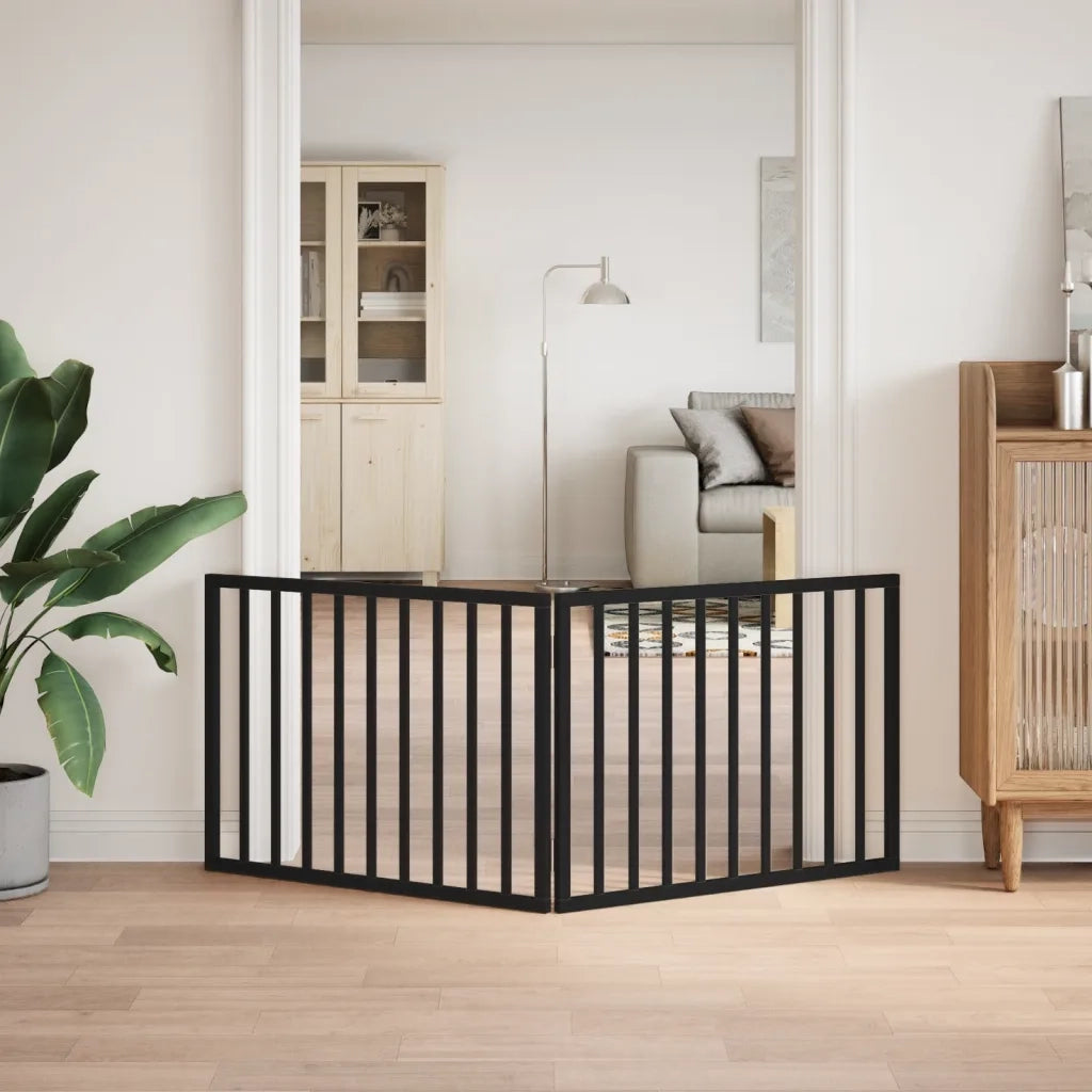 Cancelletto per cani pieghevole 2 pannelli nero 160 cm in legno di pioppo 352192