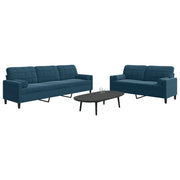 Set di Divani 2 pz con Cuscini e Rinforzi Blu in Velluto 3278500