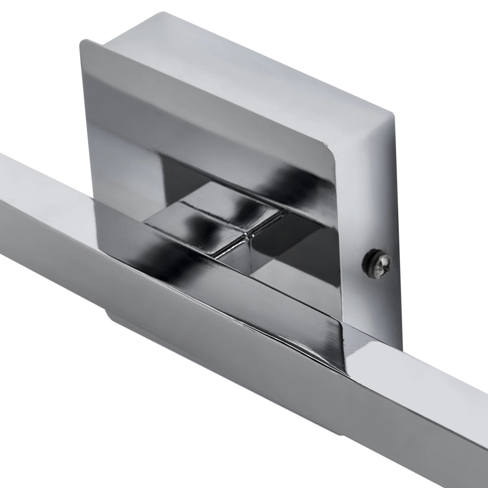 Lampada specchio con luce LED in metallo orizzontale stile moderno argento
