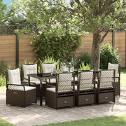 Set da Pranzo per Giardino 9 pcs Marrone polyrattan 3380994