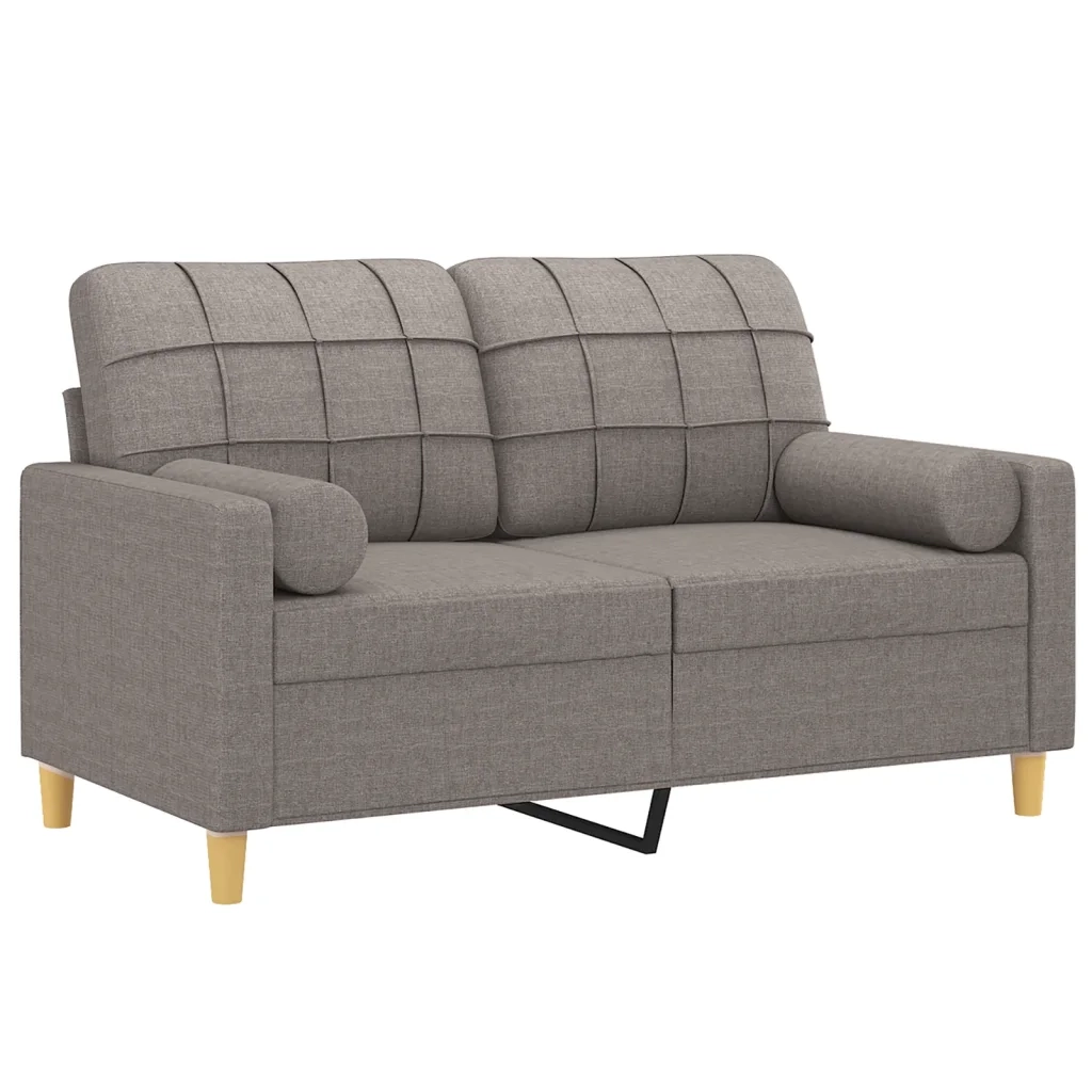 Divano a 2 Posti con Cuscini-Sofa 2 Posti con Cuscini Tortora 120 cm in Tessuto 590061