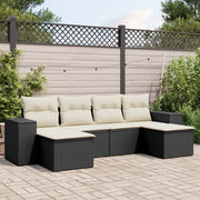 Set Divano da Giardino 6 pz con Cuscini Nero in Polyrattan 3255253