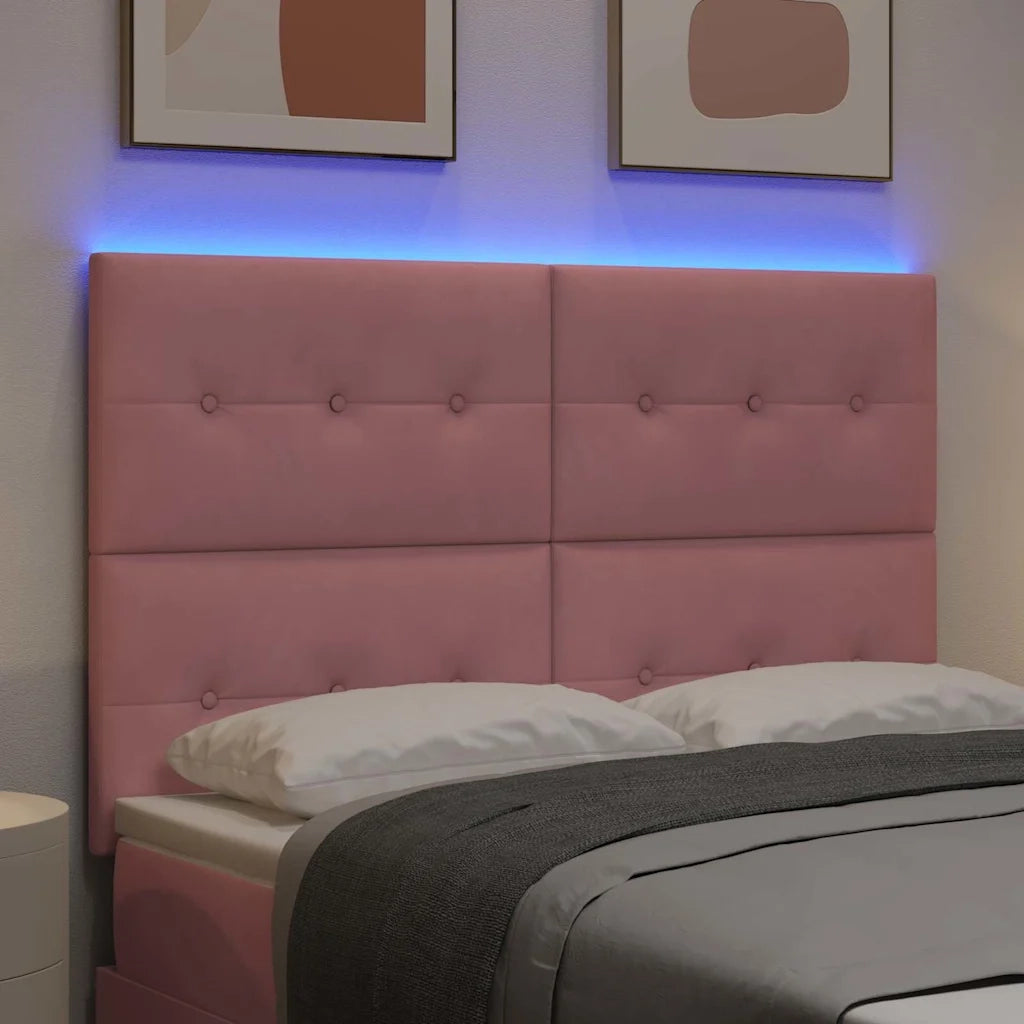 Testiera LED con strisce LED Rosa 160 cm Velluto 3338448