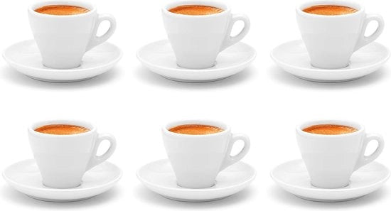 Espresso coppe decorate con disegni italiani, bianche di porcellana - 6 pezzi