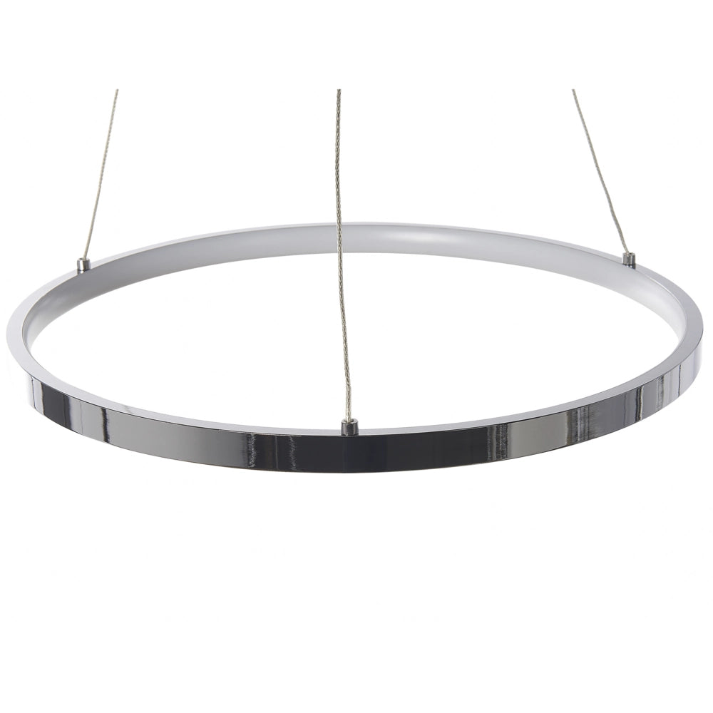 Moderna Lampada a Sospensione Illuminazione LED Integrata Anello Rotondo ø 40 cm Argento