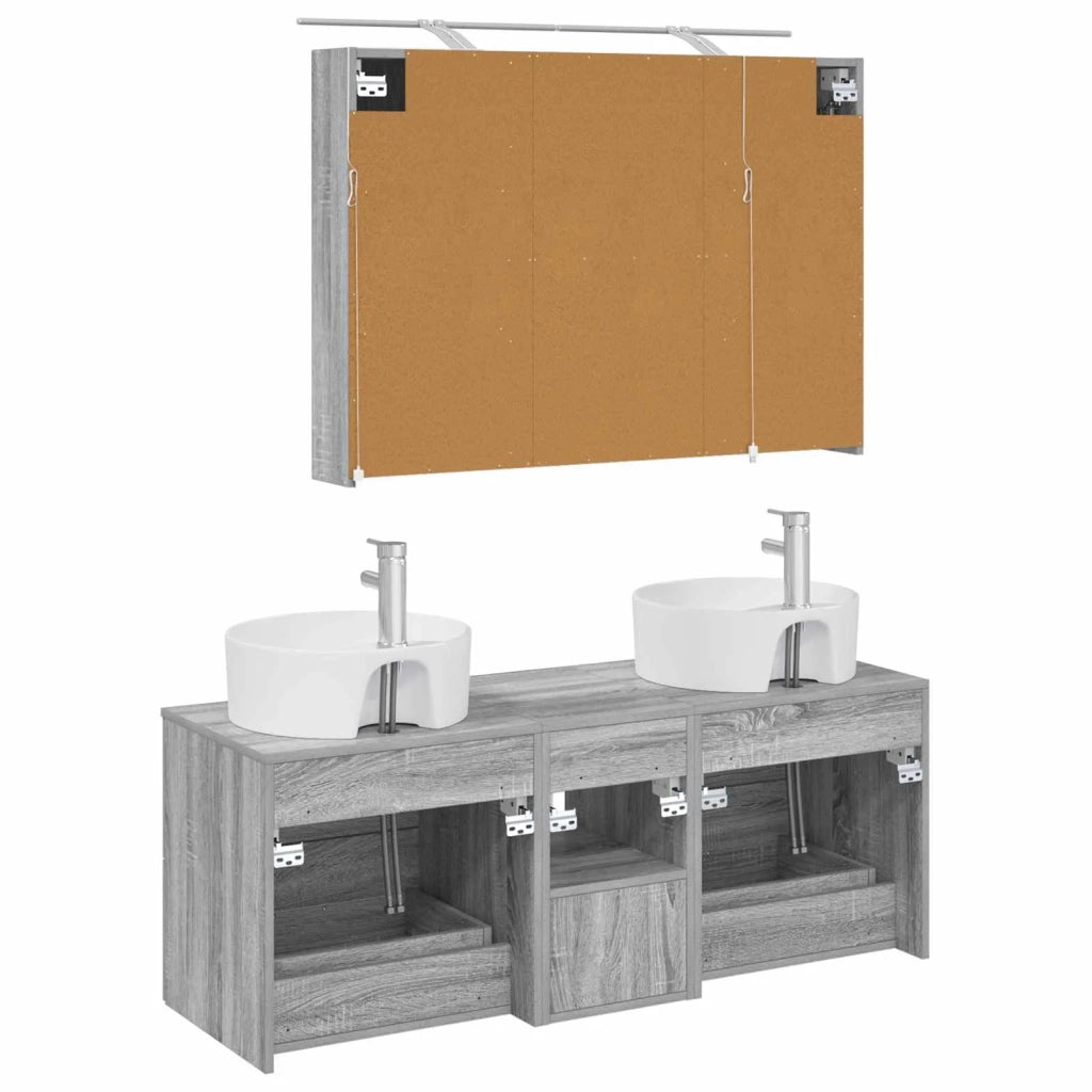 Set di mobili per il bagno 4 pz Sonoma grigio 3406900