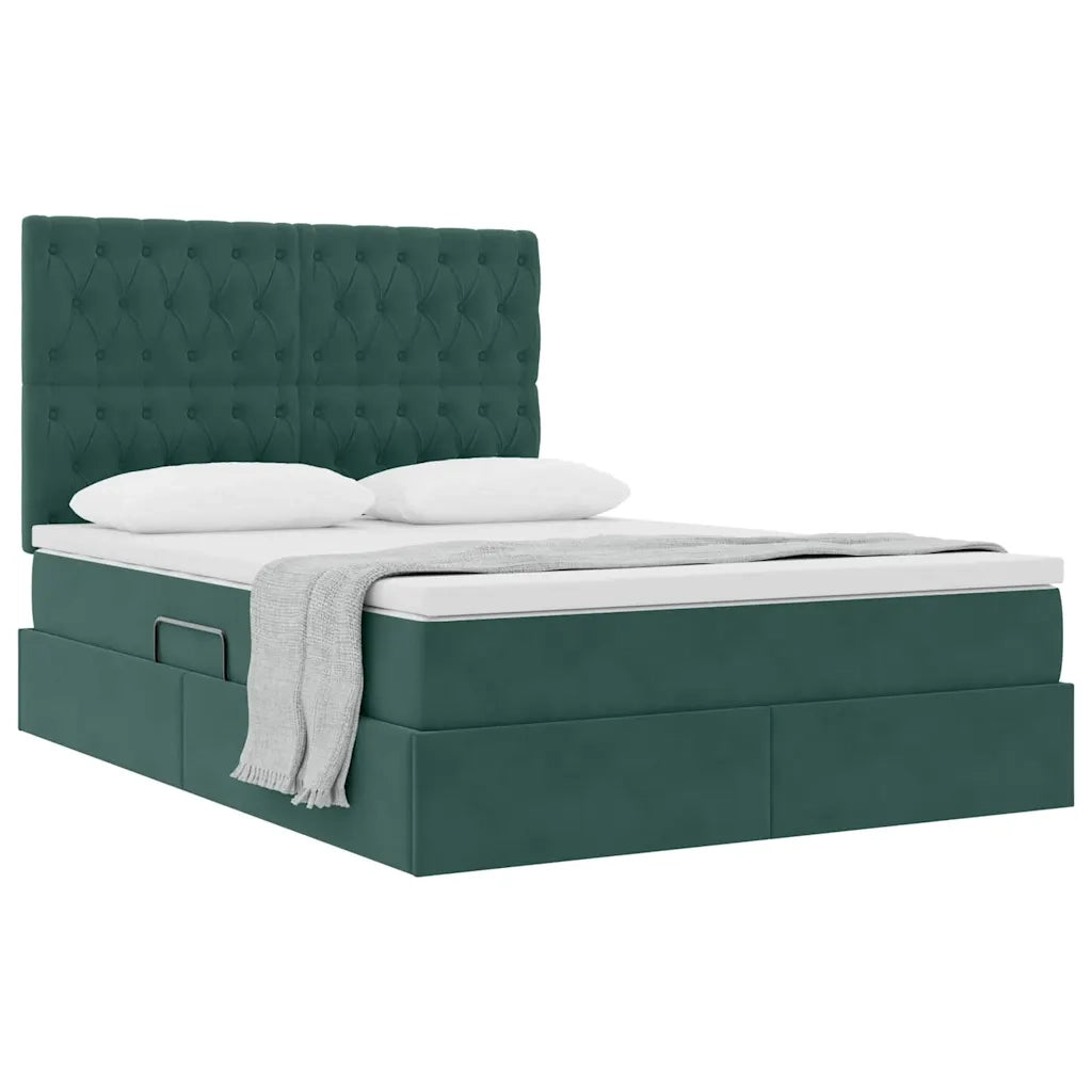 Letto con contenitore e materasso Verde Scuro 140 x 200 cm 3372096
