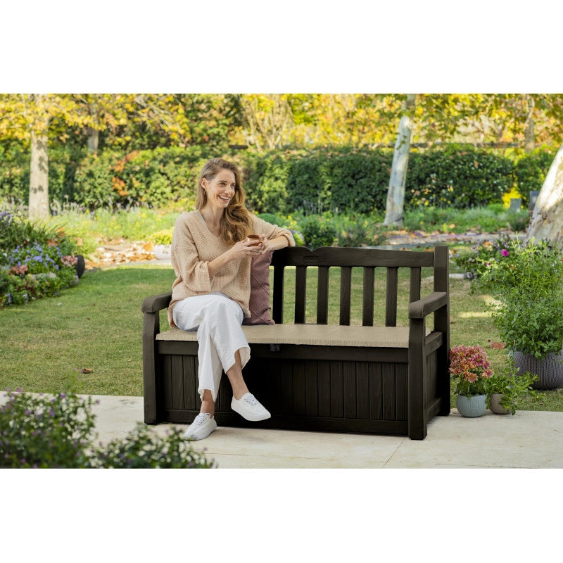 Panchina Contenitore da Esterno Eden Bench 265L con Seduta - Marrone - Keter