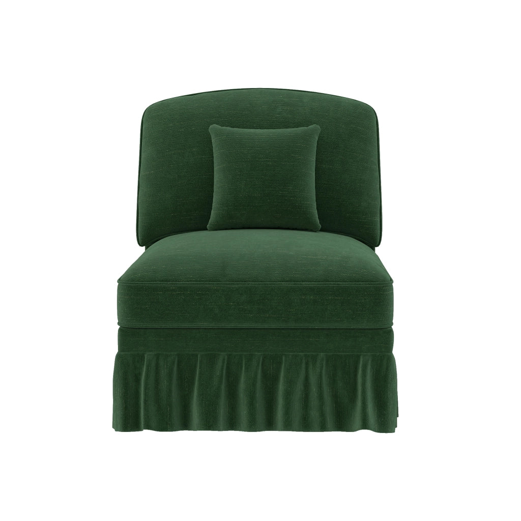 Divano Windsor senza braccioli - Zephmum - Chenille verde con 1 cuscino