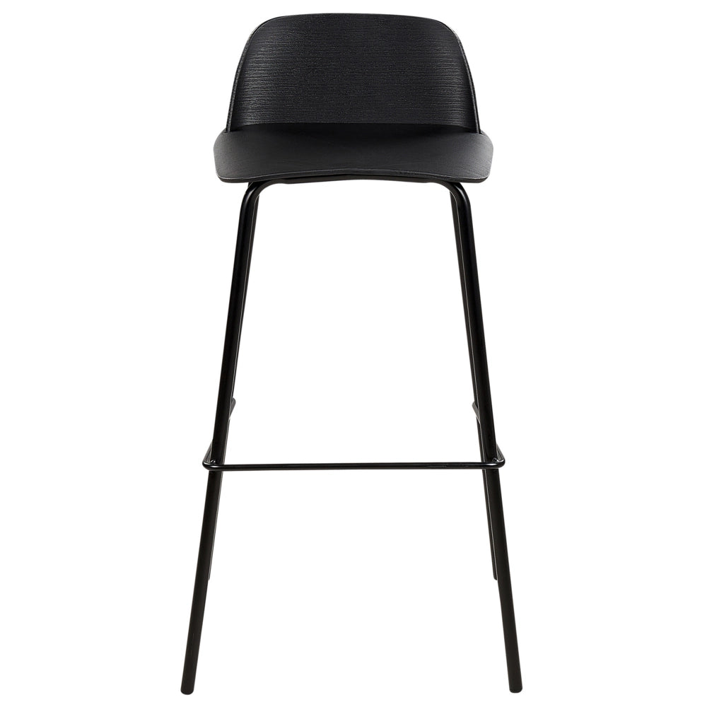 Set di 4 sgabelli da bar moderni in plastica nera sintetica e gambe in metallo stile moderno contemporaneo