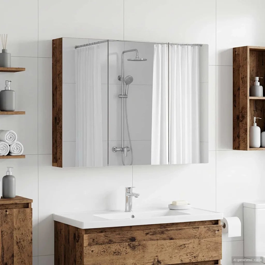 Mobiletto per specchio da bagno con lo scaffale Legno vecchio 889125