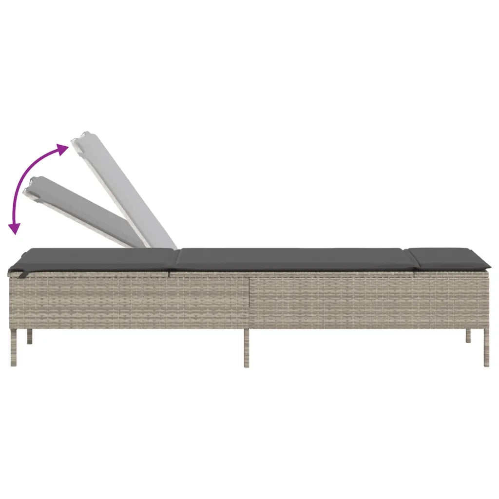 Lettino Prendisole 2 pz con Cuscini Grigio Chiaro in Polyrattan 3261592