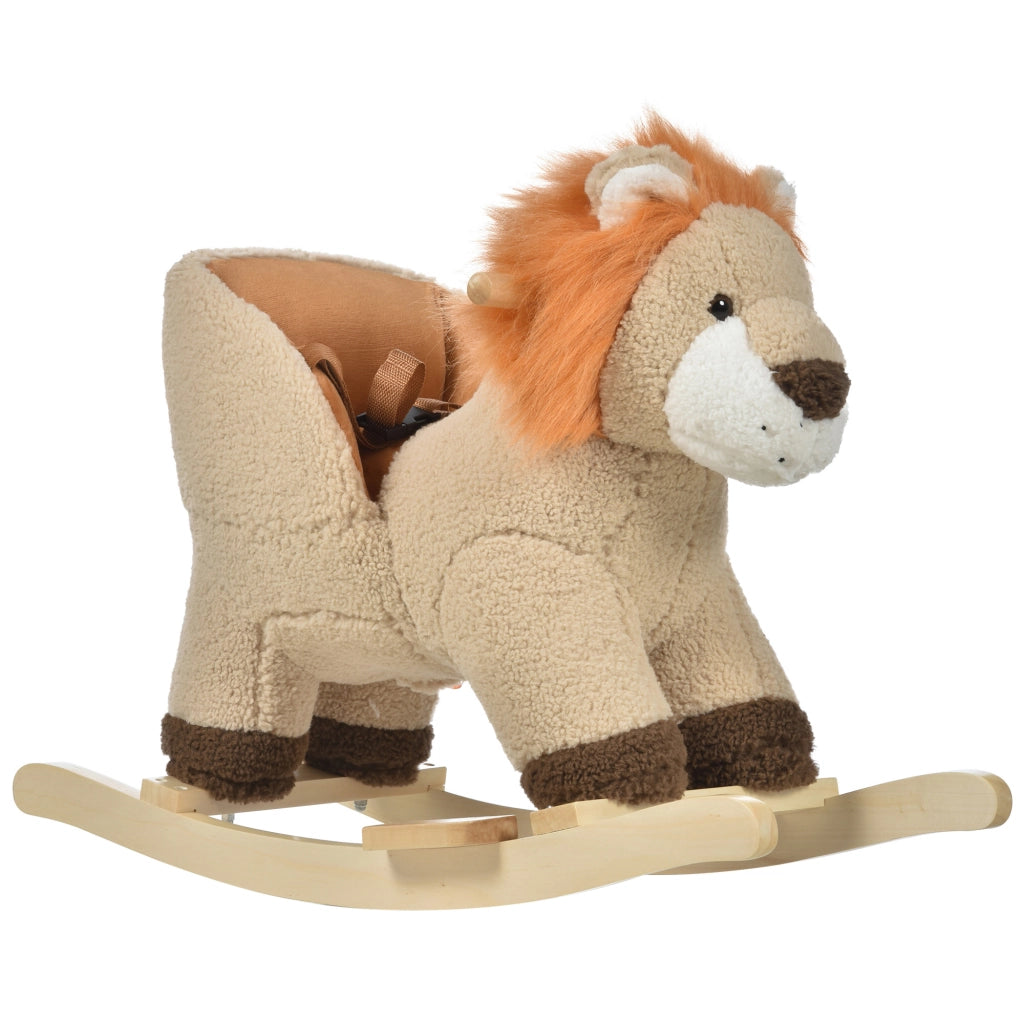 Dondolo Leone Giocattolo per Bambini ¨C Minimal ¨C Legno e Peluche