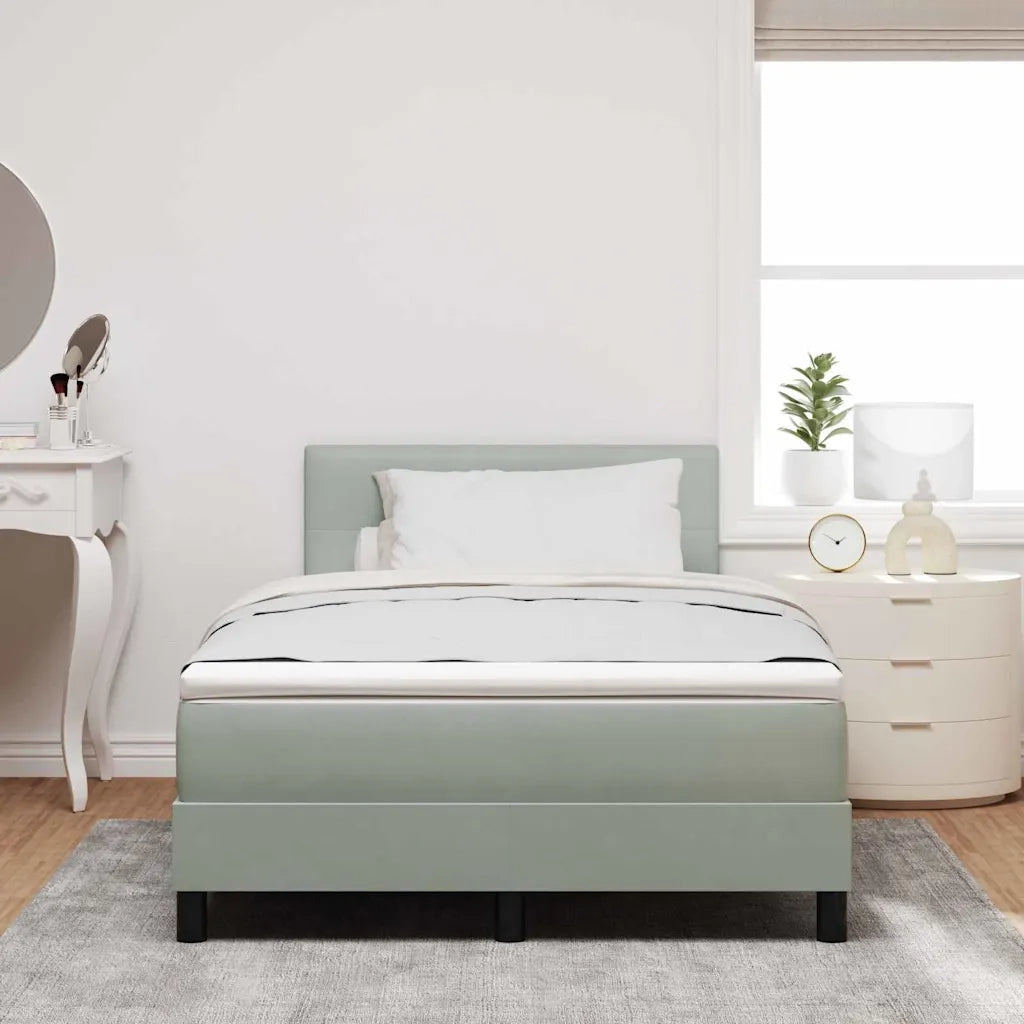 Letto a Sorgente LED con led Grigio chiaro 120 x 190 cm Velluto
