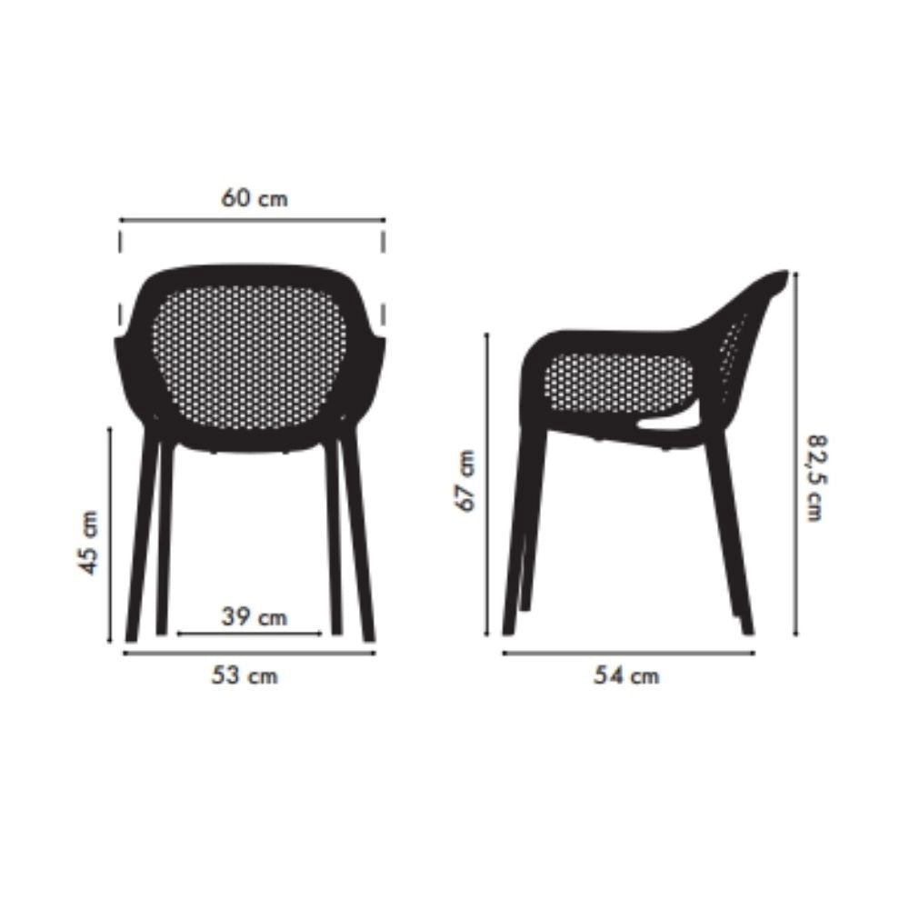 Set 4 Poltrone in polipropilene design Atra colore grigio bianco