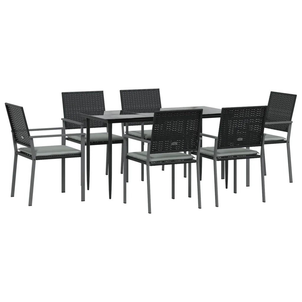 Set Pranzo da Giardino 7 pz con Cuscini in Polyrattan e Acciaio 3187006