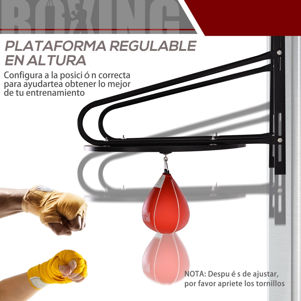 Sacco da boxe con supporto a muro girevole ¨C Minimal ¨C 60x73x80 cm nero e rosso