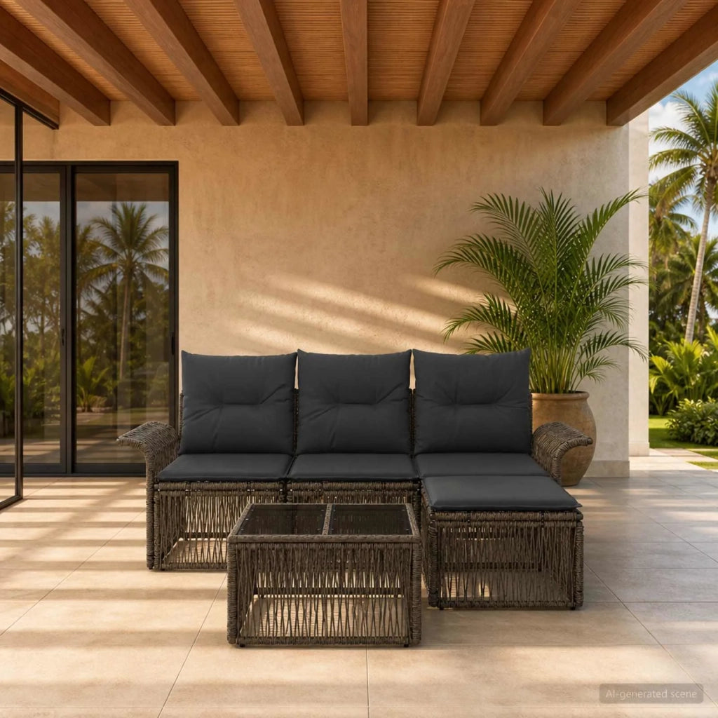 Set Divano da Giardino 5 pcs Grigio polyrattan 3434813