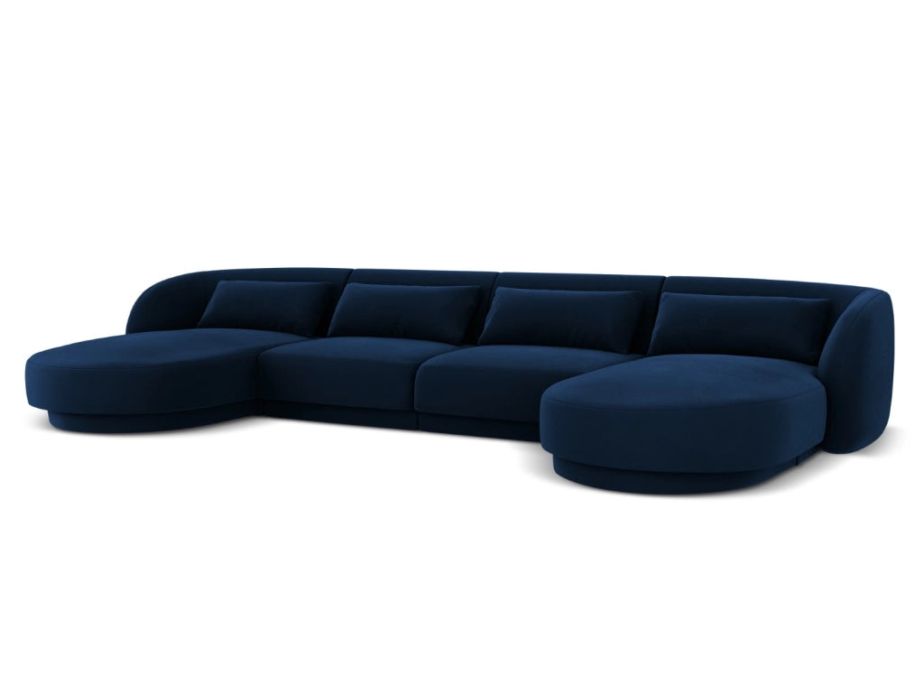Cosmopolitan Design - Divano panoramico "Tulum" 5 posti in velluto blu reale 