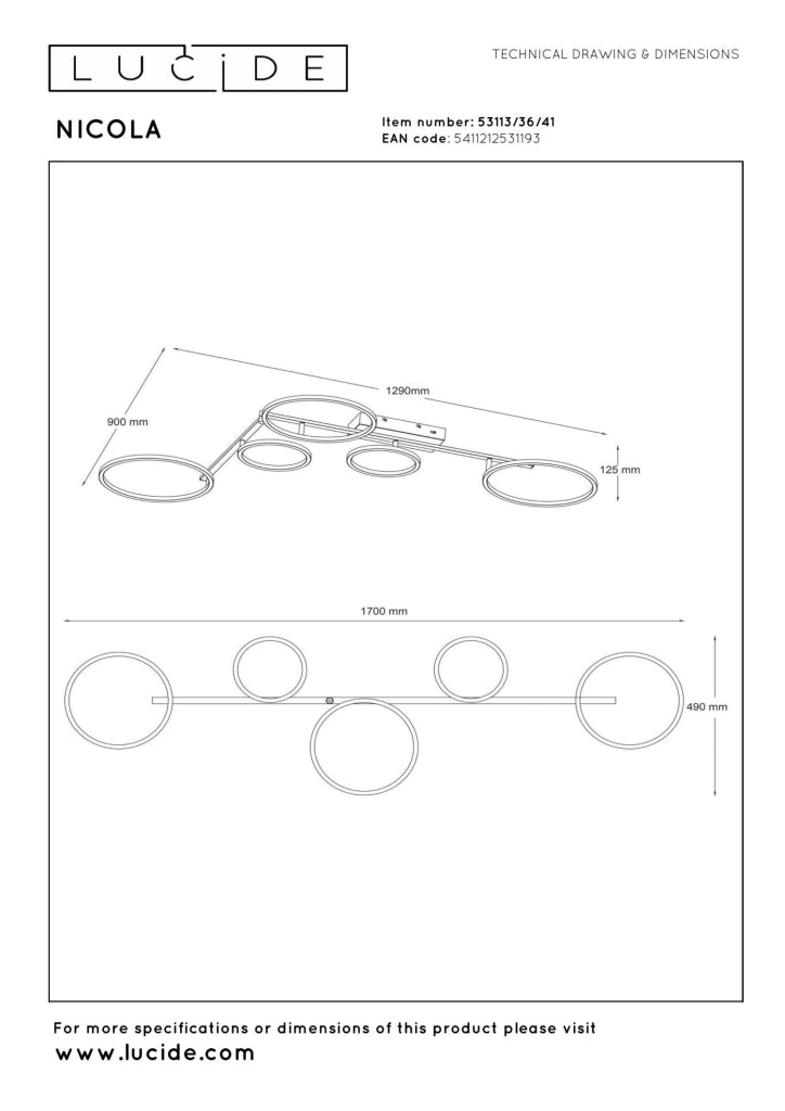 Lampada da soffitto NICOLA 2 ring LED taupe Lucide