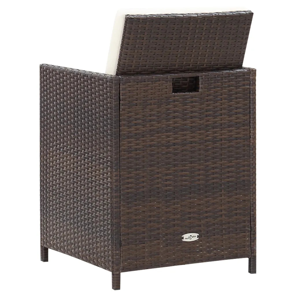 Set da Pranzo da Giardino 11 pz con Cuscini Polyrattan Marrone 42527