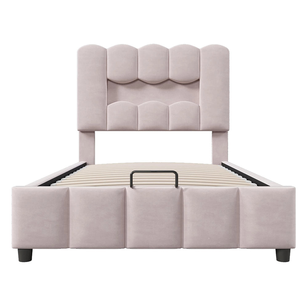 Letto 90x200cm?- Xylo - idraulico LED velluto rosa