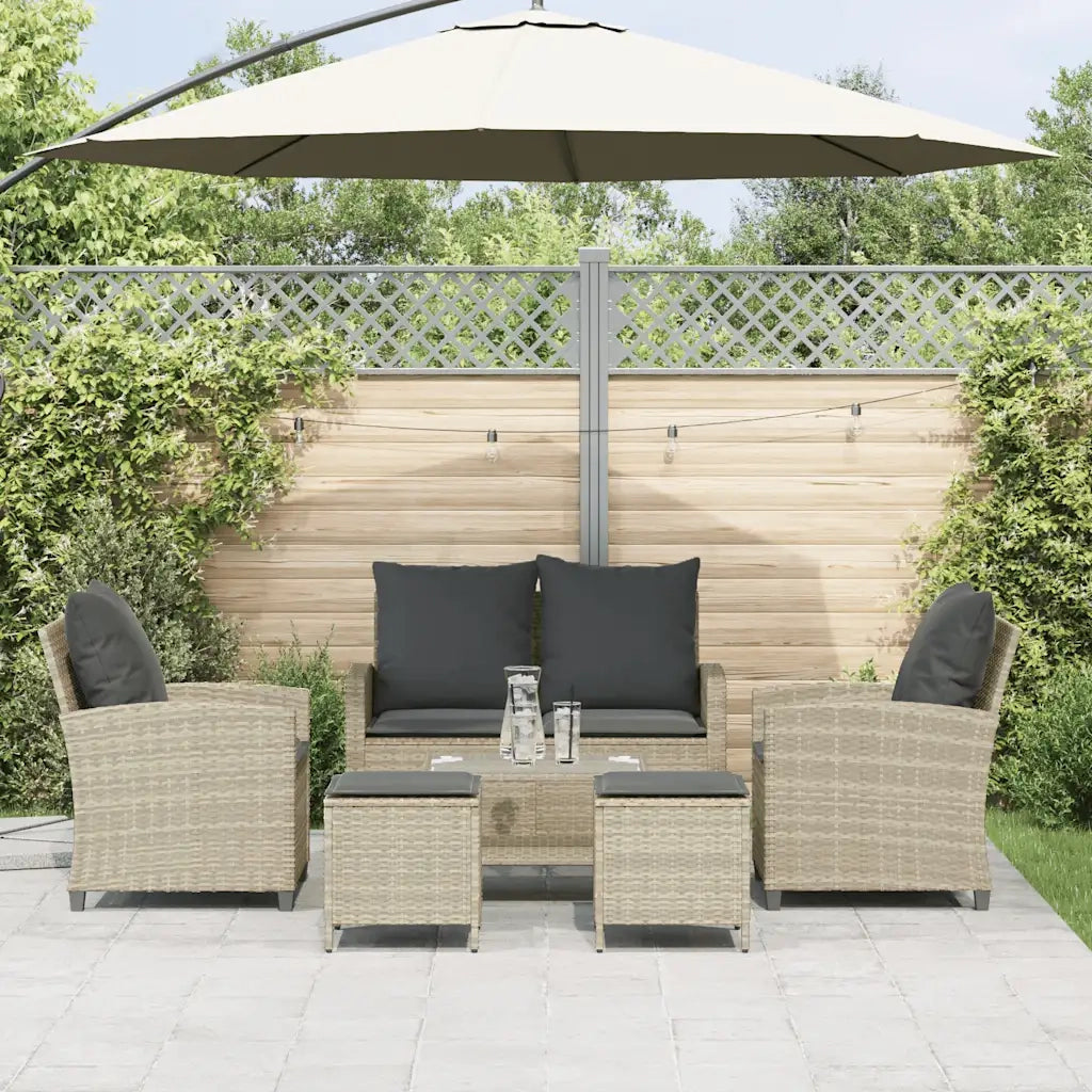Set Divano da Giardino 6pz con Cuscini Grigio Chiaro Polyrattan 3324582