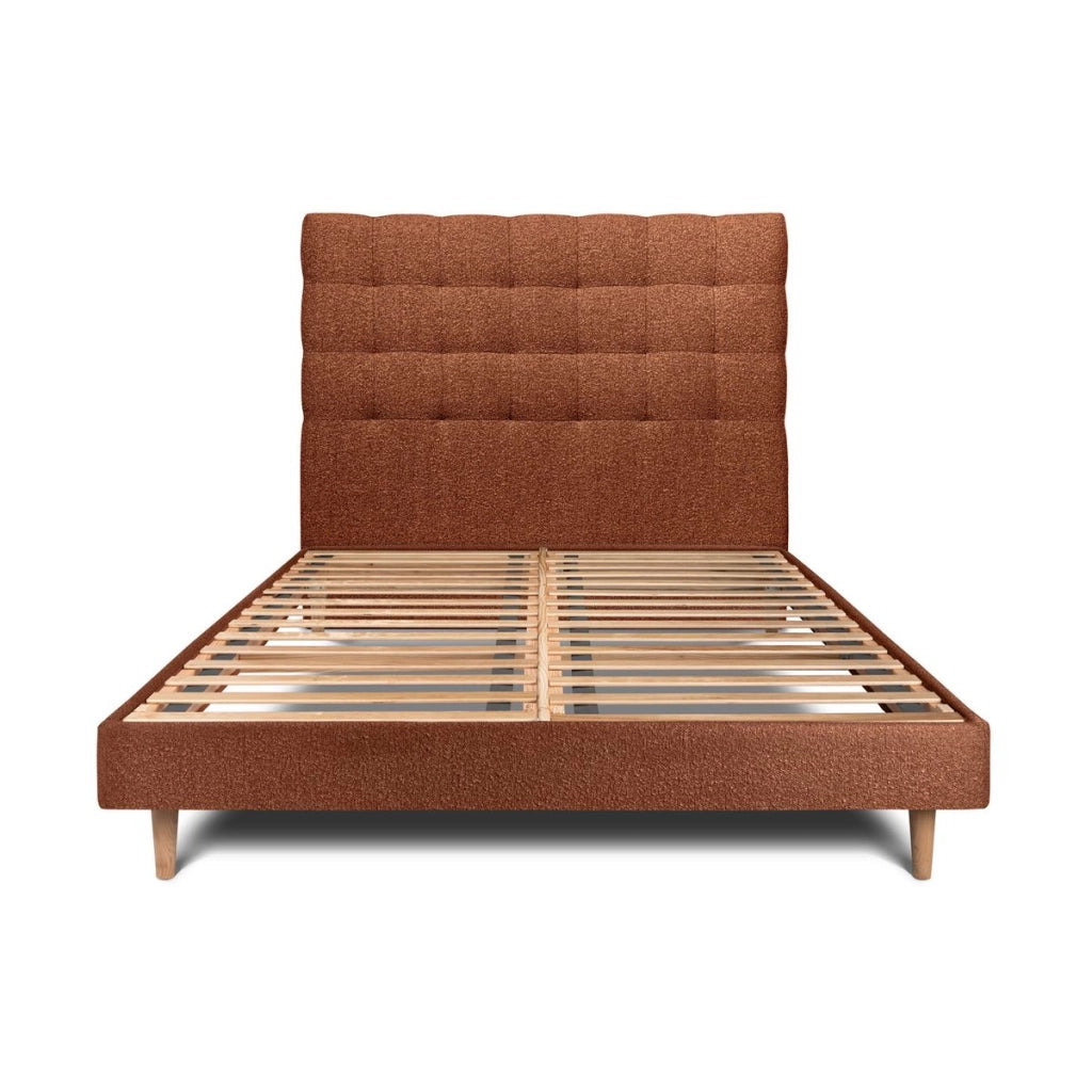 Letto 135x190 cm con testata imbottita - tessuto bouclé