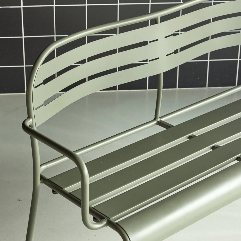 Panca da giardino in acciaio, 2 posti, verde kaki