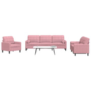 Set di Divani 3 pz con Cuscini e Rinforzi rosa in Velluto 3278454
