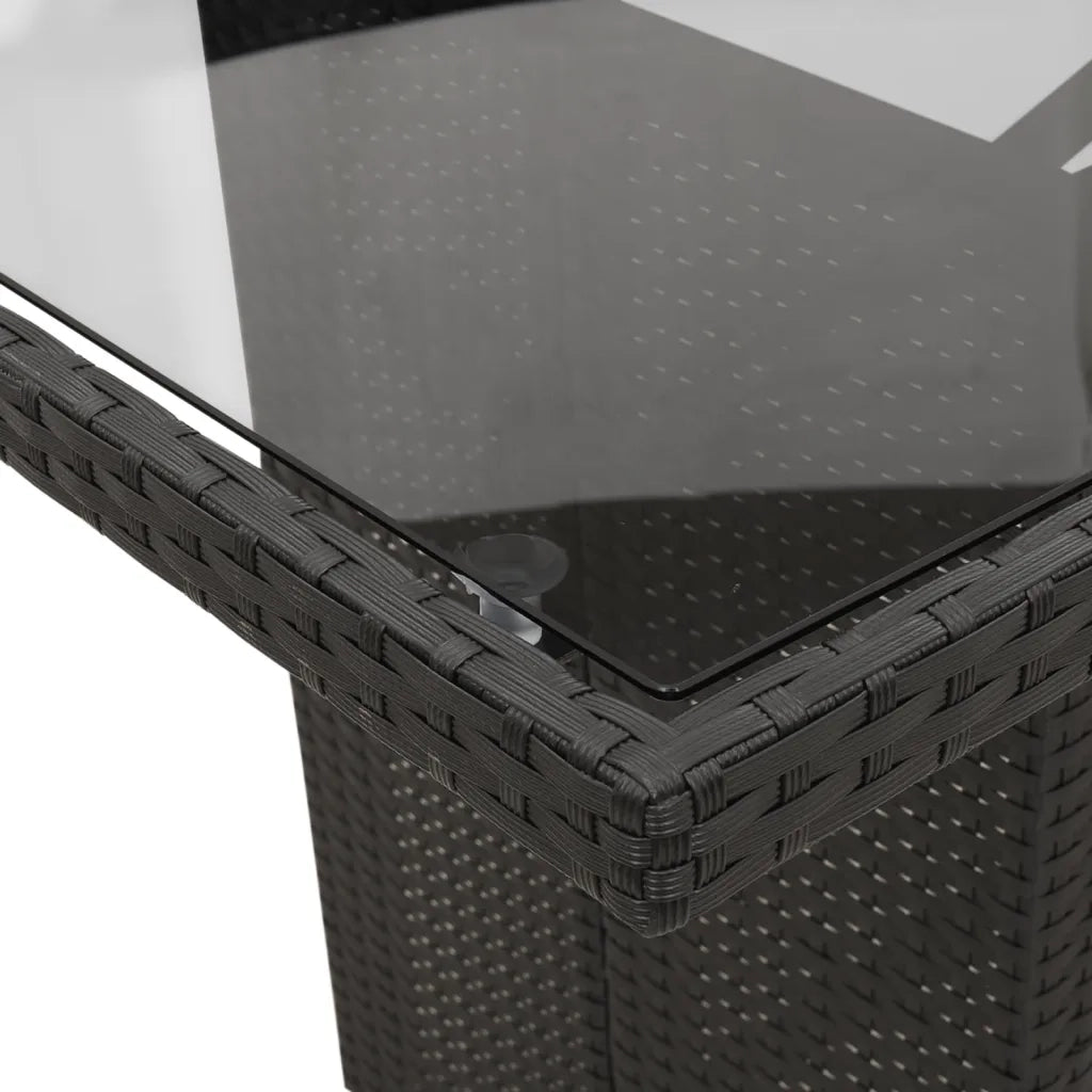Set da Pranzo da Giardino 9 pz con Cuscini Nero in Polyrattan 3213116