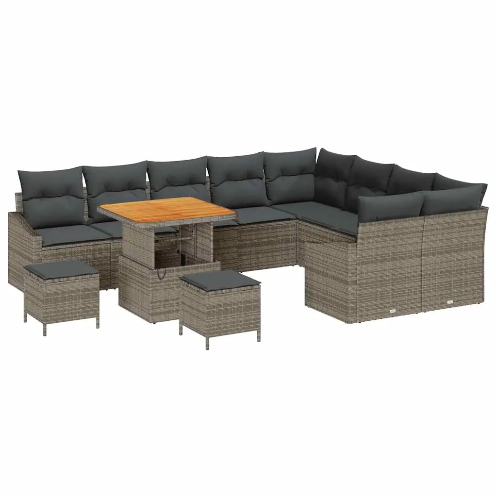 Set Divano da Giardino con cuscino 12 pcs Grigio polyrattan 3362693