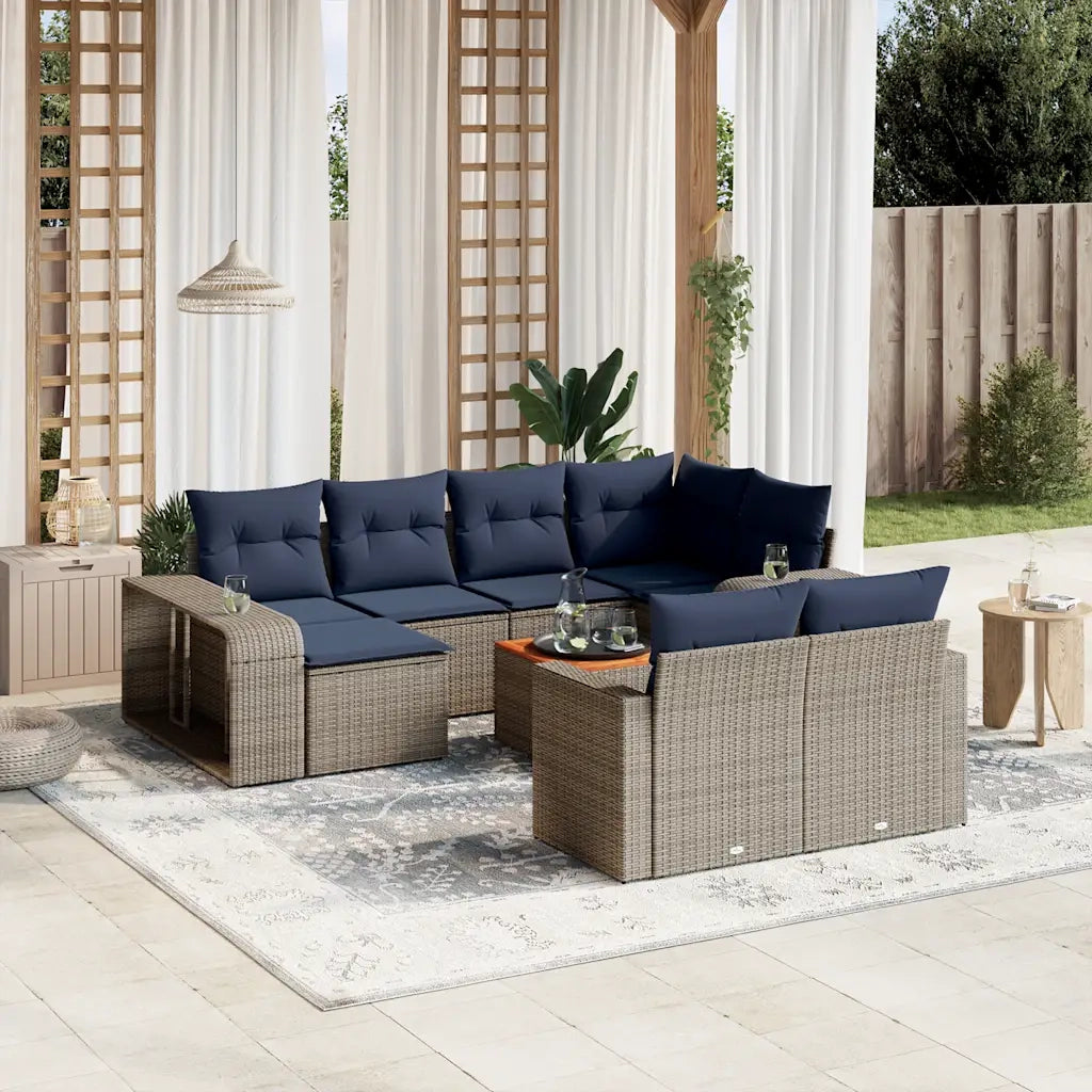 Set Divani da Giardino 11 pz con Cuscini Grigio in Polyrattan 3228921