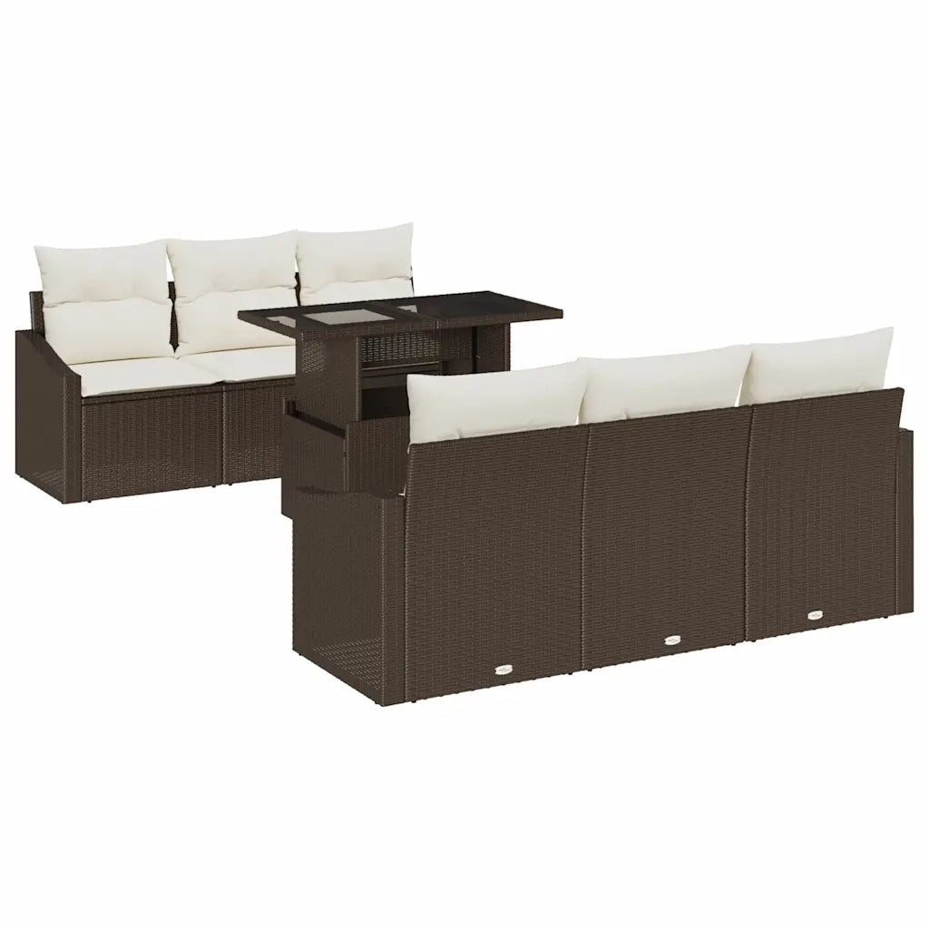 Set Divano da Giardino con cuscino 7 pcs Marrone polyrattan 3357661