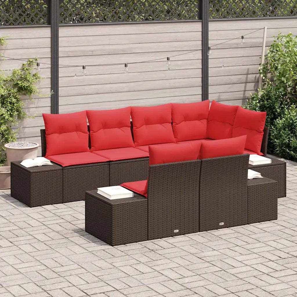Set Divano da Giardino con cuscino 7 pcs Marrone polyrattan 3347104