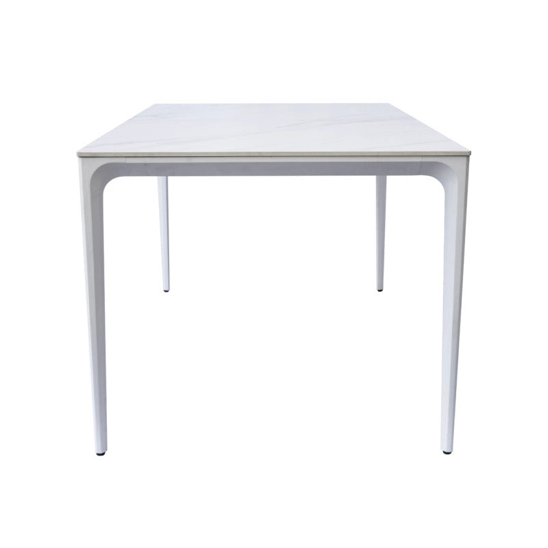 Tavolo Alghero 180x90 Alluminio Bianco Piano Gress Marmo Moia