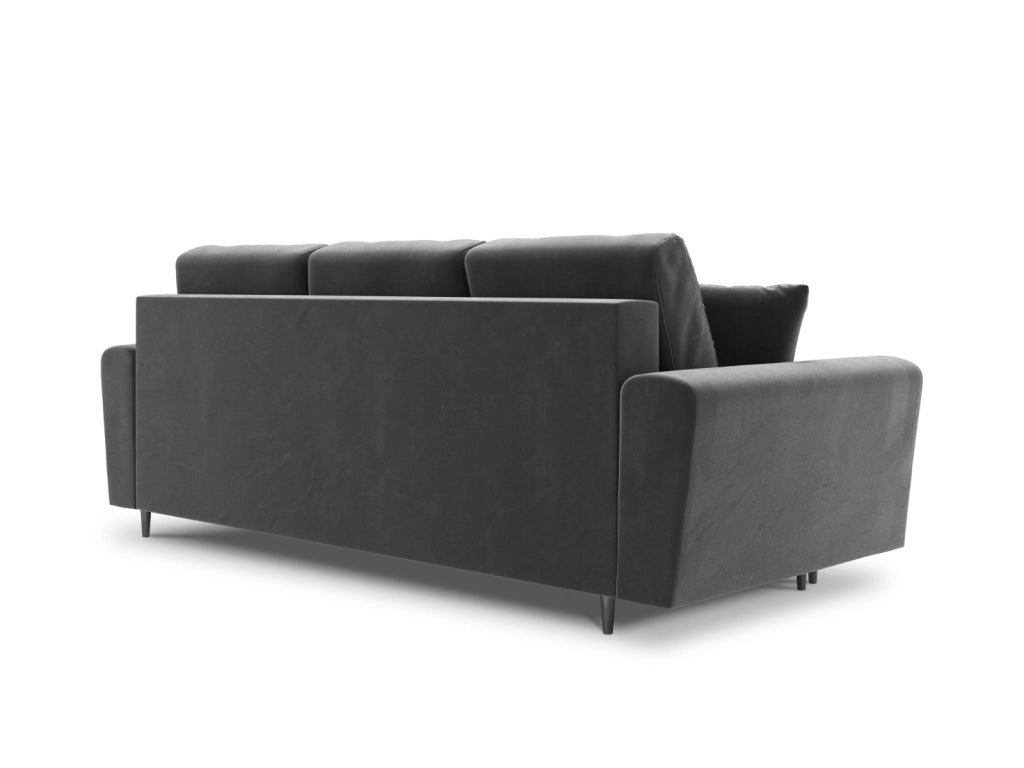 Cosmopolitan Design - Divano convertibile con contenitore "Kyoto" 3 posti in velluto grigio chiaro 