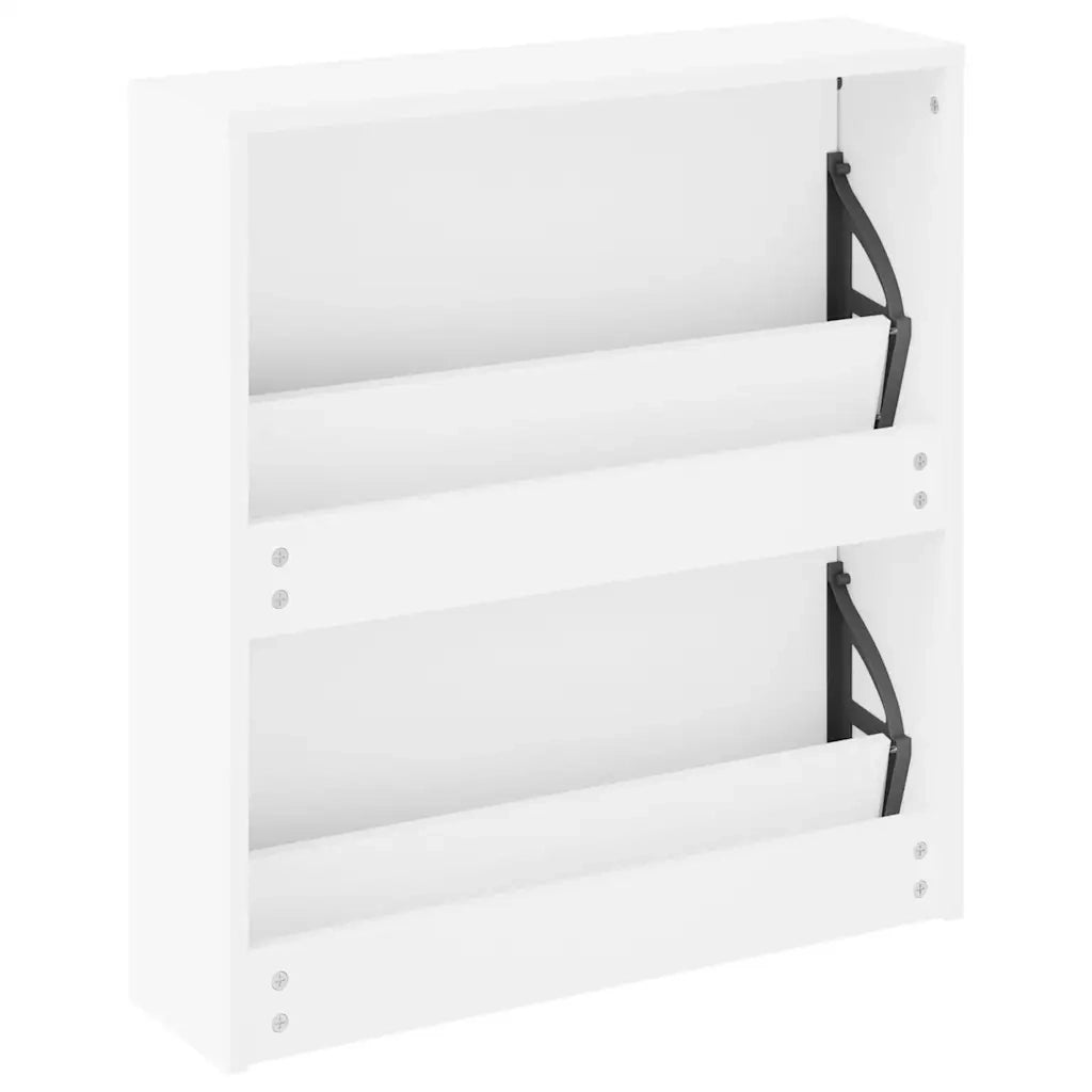 Scarpiera con 2 Ripiani e Specchio Bianco 63x17x67 cm 243046
