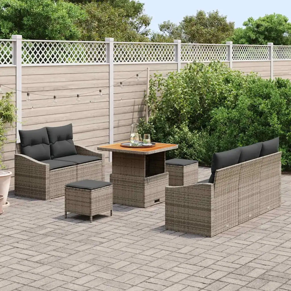 Set Divano da Giardino con cuscino 8 pcs Grigio polyrattan 3362598
