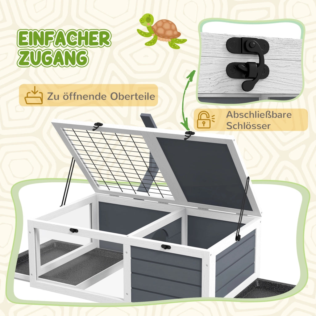 Casetta per Tartarughe con 2 Scomparti ¨C Minimal ¨C Grigio Legno