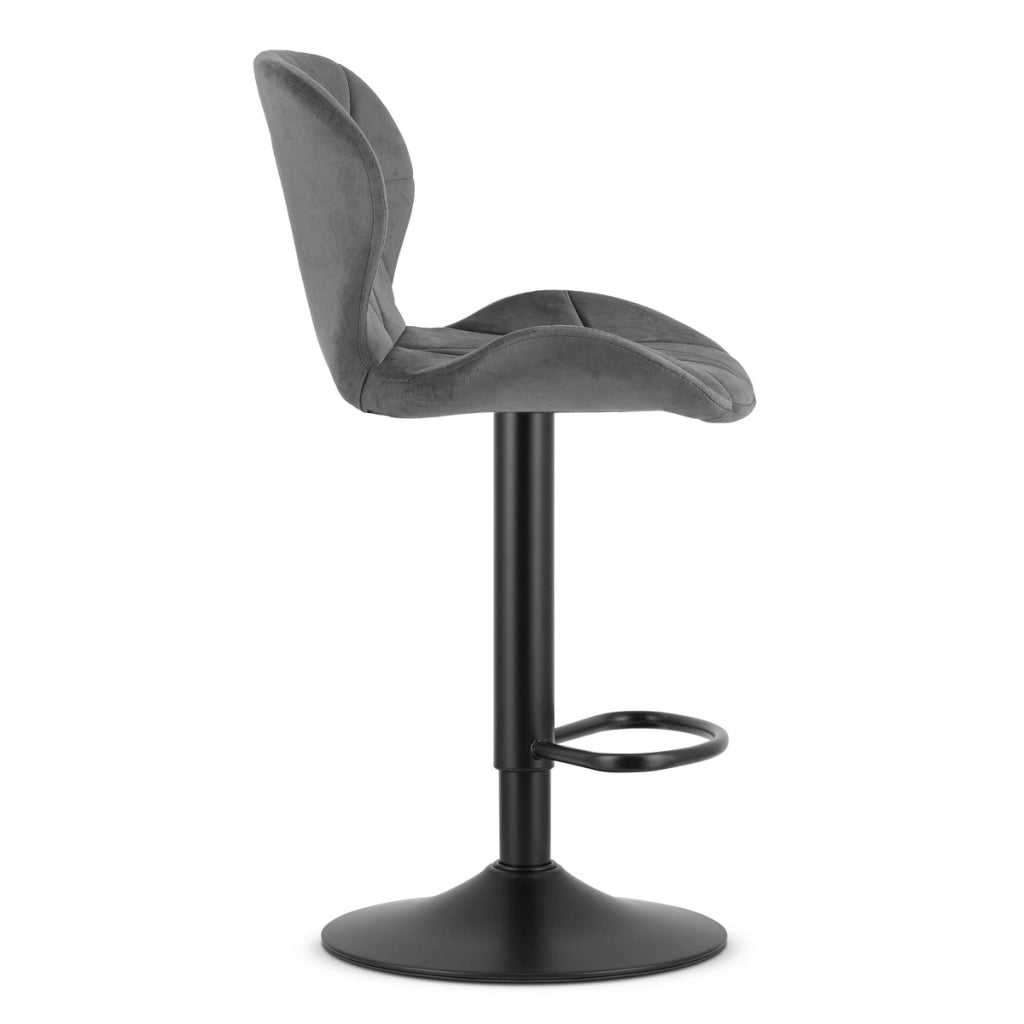 Sgabello da bar West in velluto grigio con base nera
